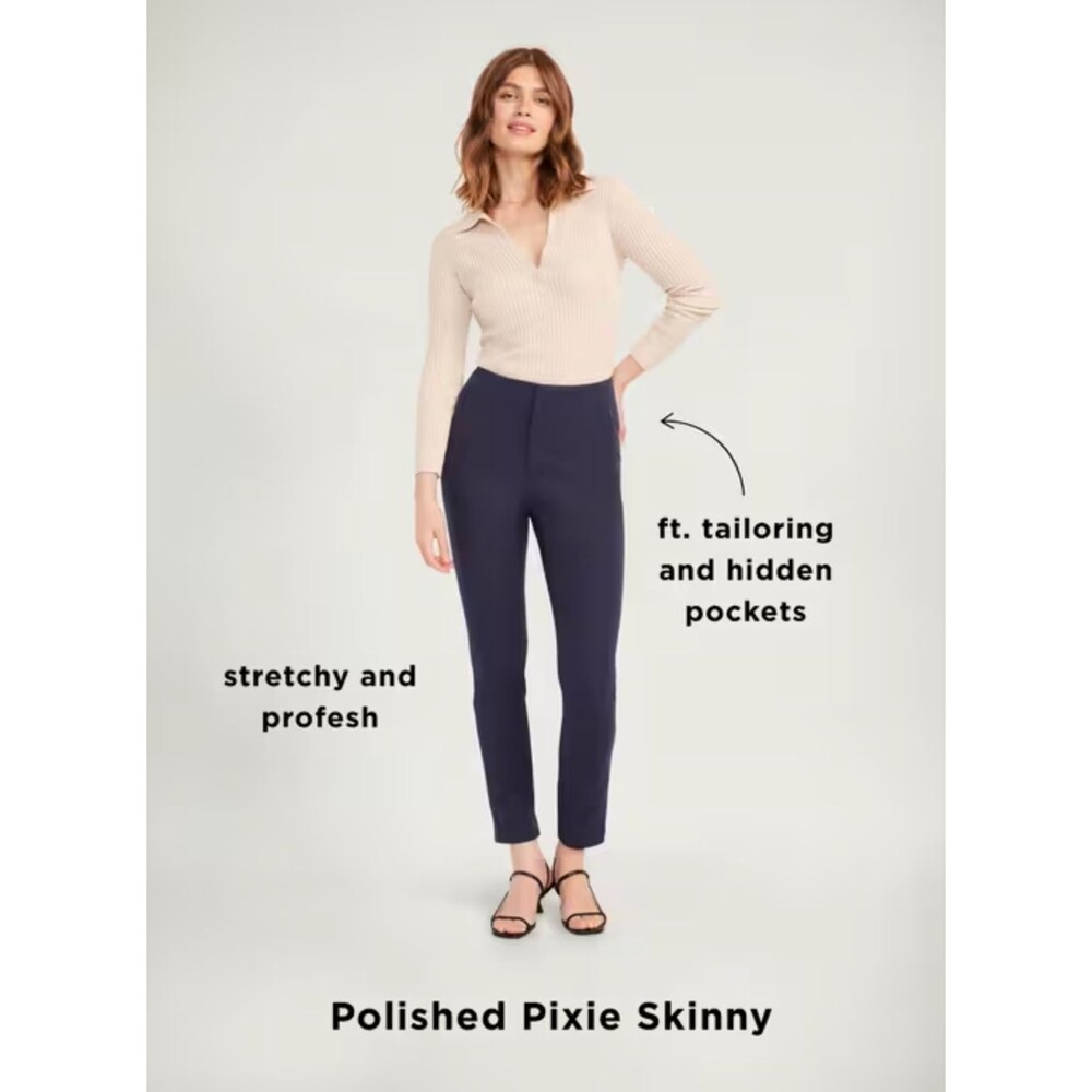 Old Navy 14P Polished Pixie Skinny Pant Navy NEW Extra Highrise Smooth Pocket